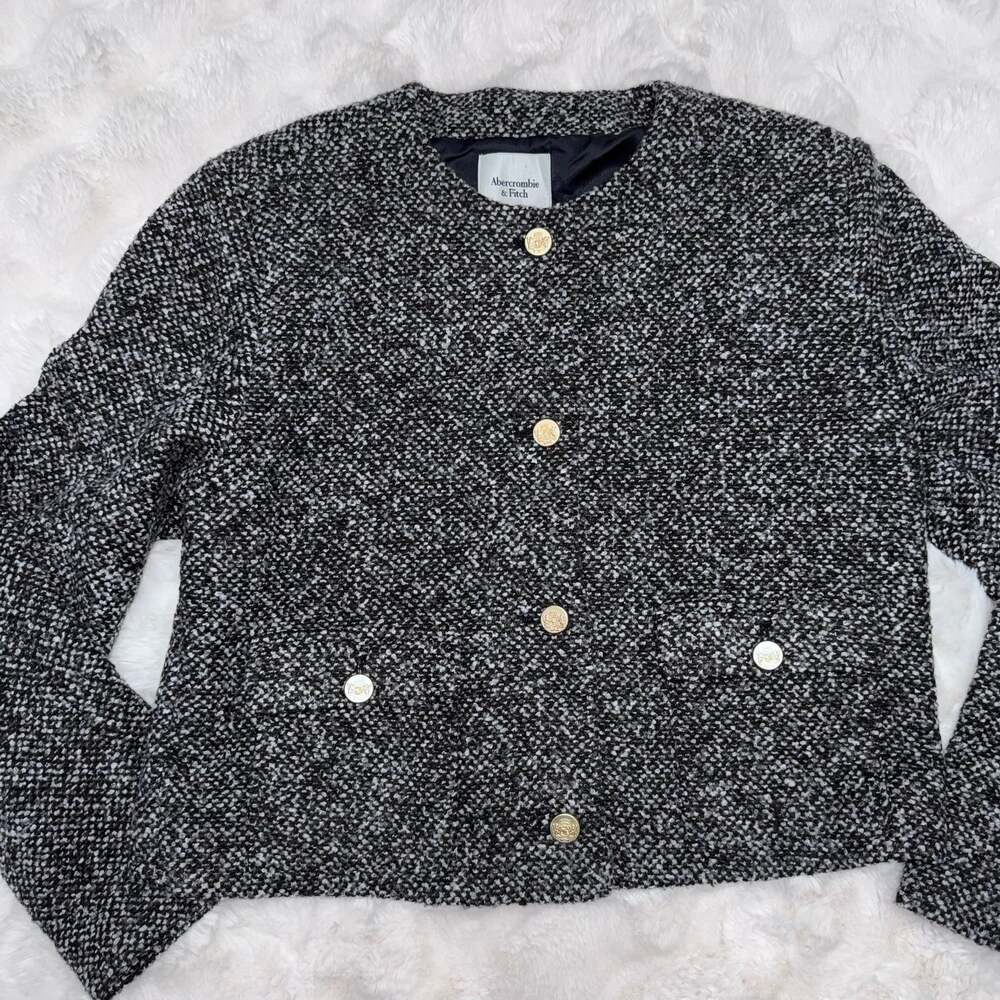 Abercrombie & Fitch Black and White Tweed Blazer